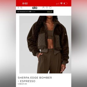 Alo Yoga Sherpa Edge Bomber in Espresso